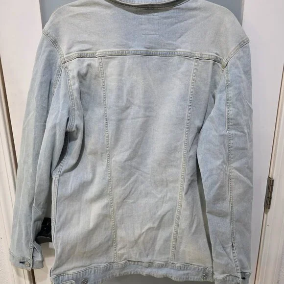 LuLaRoe Jean Jacket Size XL Light Blue Stretch Denim Casual Layering Piece - Picture 10 of 10